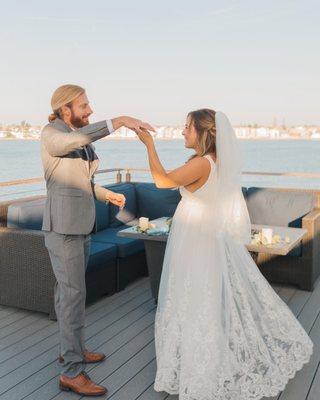 Dress with matching lace veil