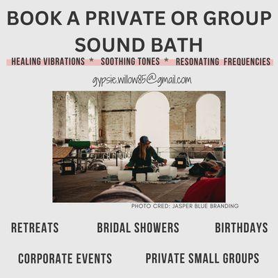 Individual, Private or Group Sound Bath options available.