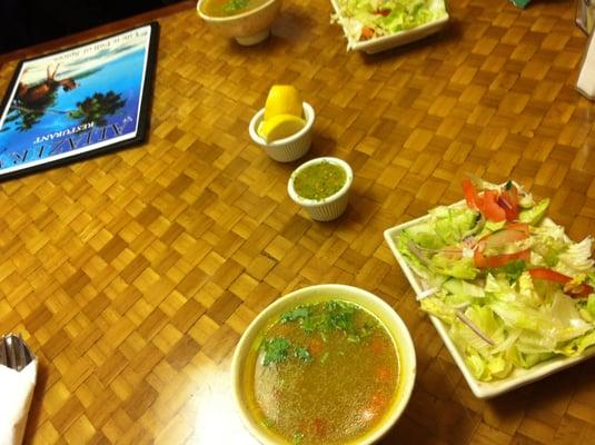 maraq soup and salad