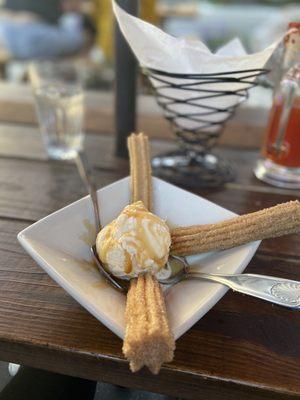 Churros with French Vanilla ice cream and Caramel