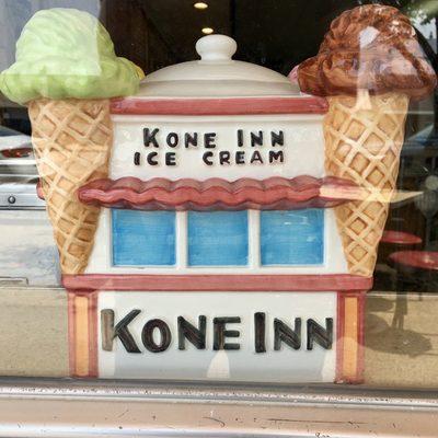 Kone Inn Cookie Jar in the window - Jones Home Made Ice Cream & Yogurt