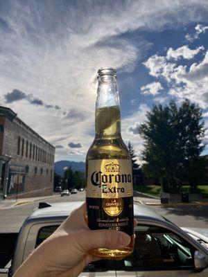 Beer with a view on the outdoor patio