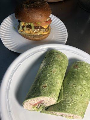 Tuna wrap White Albacore and Bison Burger!