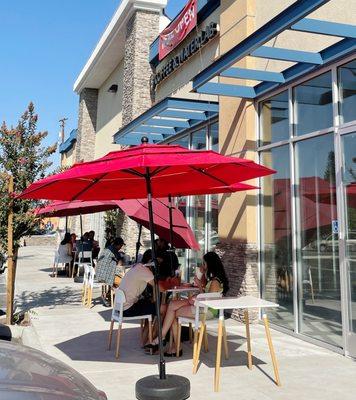 Outdoor seating at Coffee & Water Lab