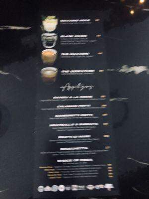 Drinks menu