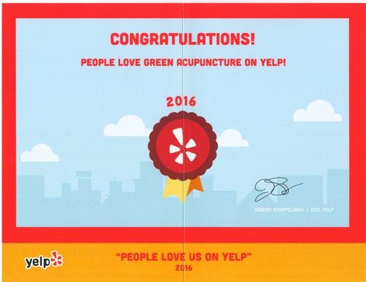 Award from Yelp