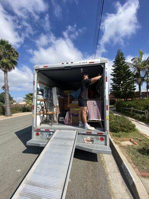 Dawson packing Uhaul in beautiful, sunny San Diego