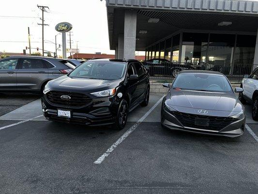 The new car I got and the old one I traded in.