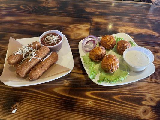 Loaded Potato Bites & Mozarella Sticks