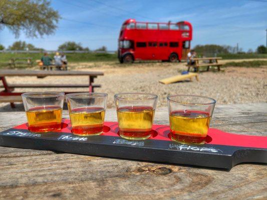 Cider flights from the bar area