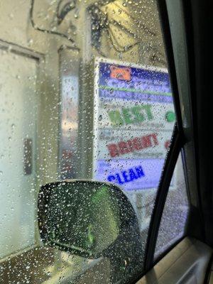 Inside the car wash