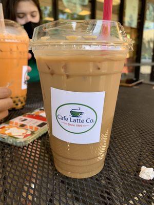 Iced white mocha with oat milk