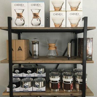 Steel Oak Coffee carries a variety of equipment to make coffee a pleasure at home. Brewing, storage, and grinding.