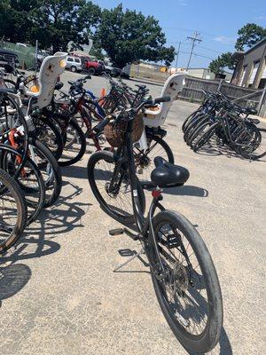 Bike, basket, helmet and lock