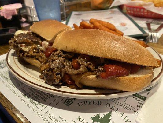 Philly Cheesesteak with red peppers requested instead of green