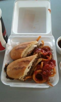 French Dip Sandwich & Curly fries. All got and freshly made.