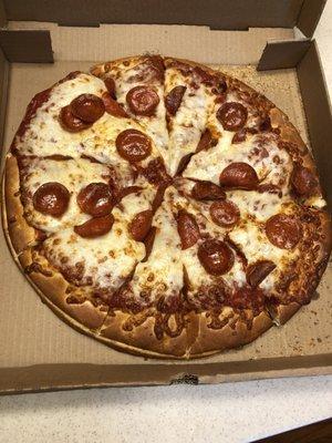 Large pepperoni pizza