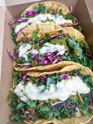 Cauliflower Tacos with Salsa Verde and Crema