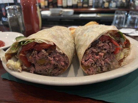 Hickory burger as a wrap