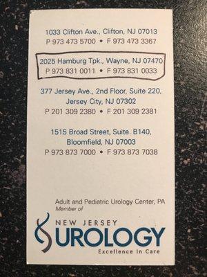 NJ Urology information.