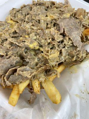 Cheesesteak Bowl over Crispy French Fries! Simply delicious!