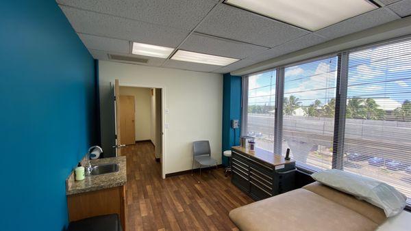 Our spacious exam room where minor surgical procedures and exams are performed, over looks Pearl Harbor