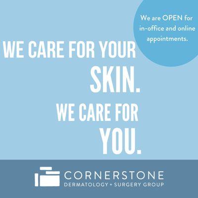 We remain OPEN to care for your dermatology needs during the COVID-19 crisis. To schedule an in-person or online, call 816-287-1528