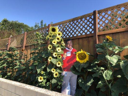 Jake doing early morning gardening.