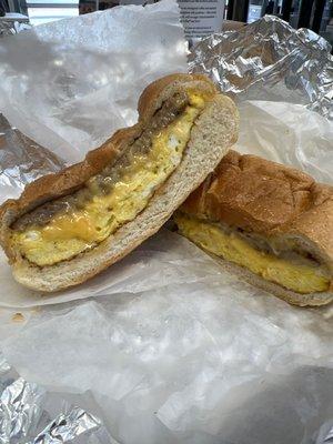 Sausage Egg & Cheese on a Roll! So good!!!!