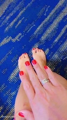 Gel mani and Reg pedicure.