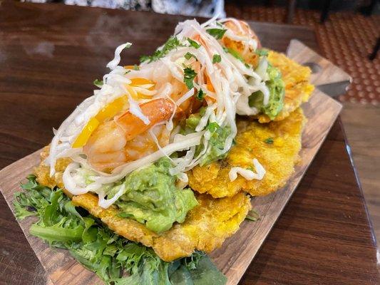 Shrimp Avocado Tostones