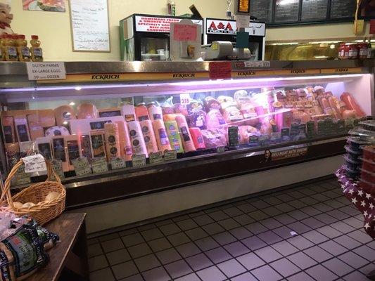 Cheeses and deli meats.