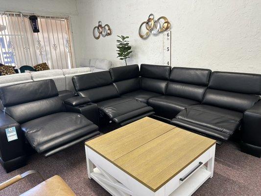 Furniture- 6 pc beyond leather sectional with 3 power recliners- Krofton $2,199