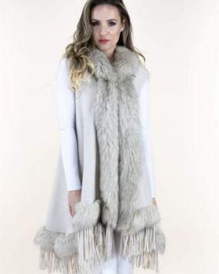 Woman faux fur shawls with hood