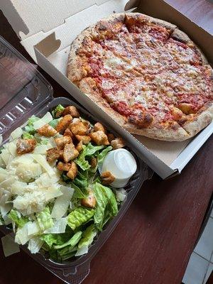 Caesar Salad, Cheese Pizza