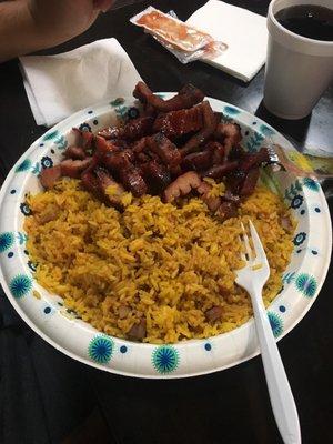 Boneless spare rib with fried rice.