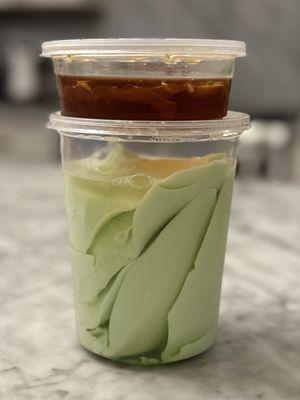 Pandan Silken tofu with ginger sugar sauce is delicious!