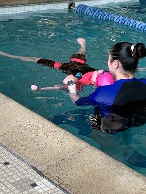 Working on her starfish float