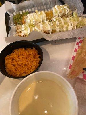 Flautas rice and white cheese dip!