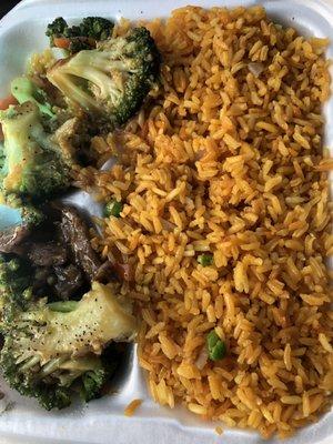 Beef and broccoli w/fried rice