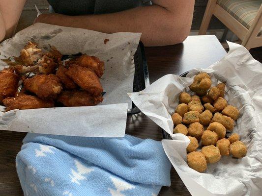 Mild wings with fried okra