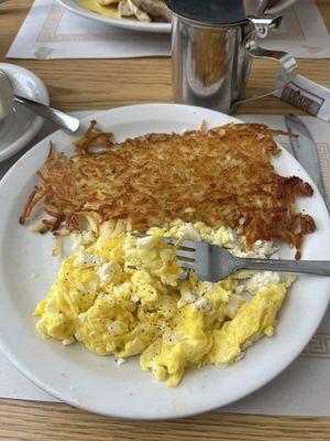 Eggs with feta and hash browns