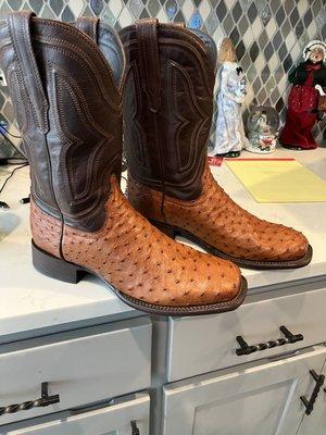 Ostrich skin boots