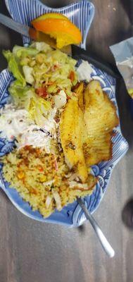 Grilled tailipa with rice and salad