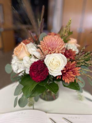 Celebration of Life - guest book table arrangement