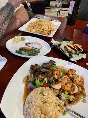 Shrimp and steak  Shrimp and fried rice