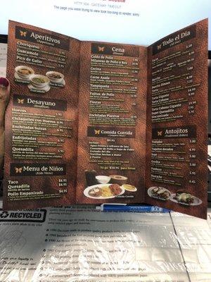 Inside of the menu (10/2018)