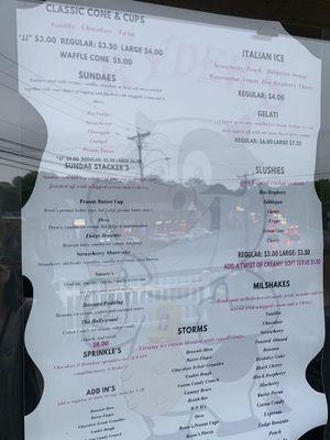 Ryder's Menu