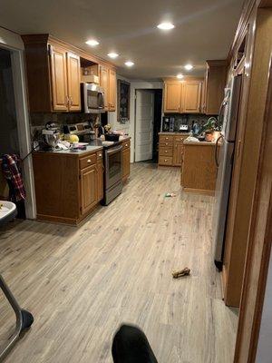 Ignore the mess but look at the beautiful new floors they installed.