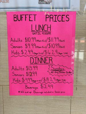 Buffet prices